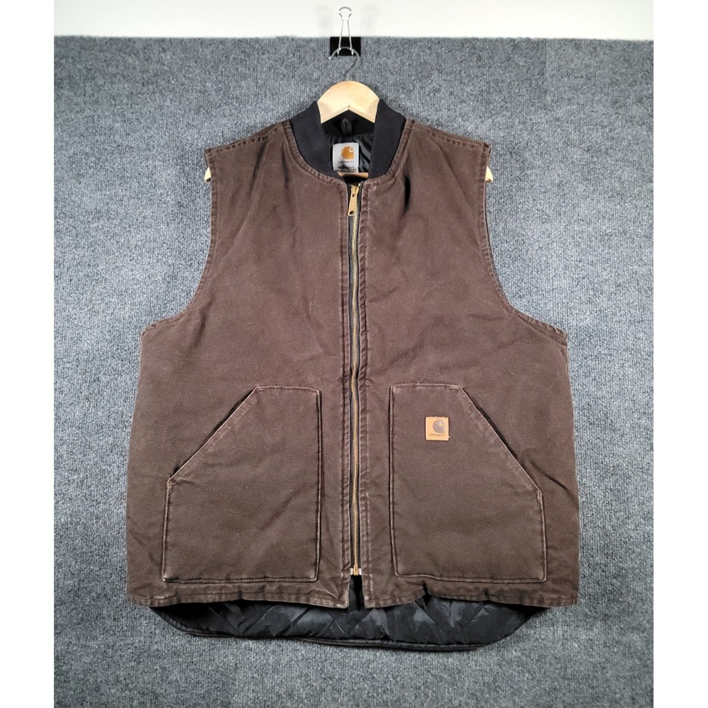 Carhartt Arctic Vest Men XLT Brown Duck Canvas Quilted Insulated Workwear V02